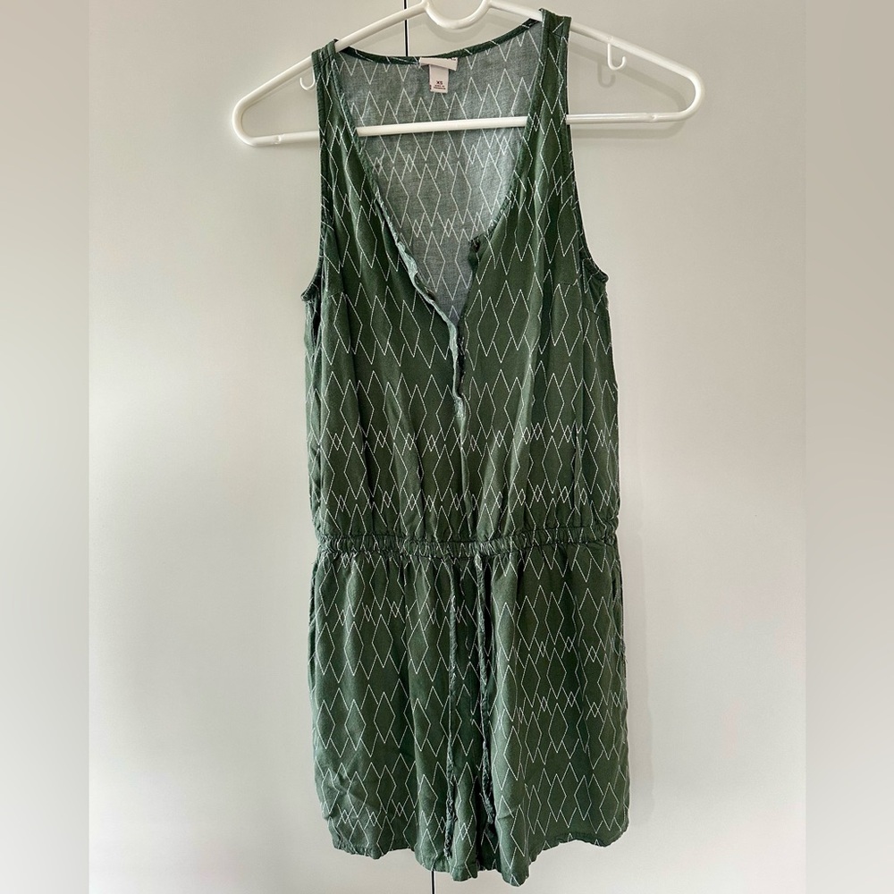 Merona Green Geometric Pattern Jumpsuit